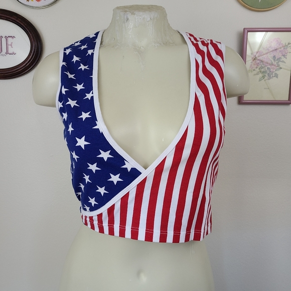 American Apparel Tops - American Apparel USA Flag Crop Top | S
